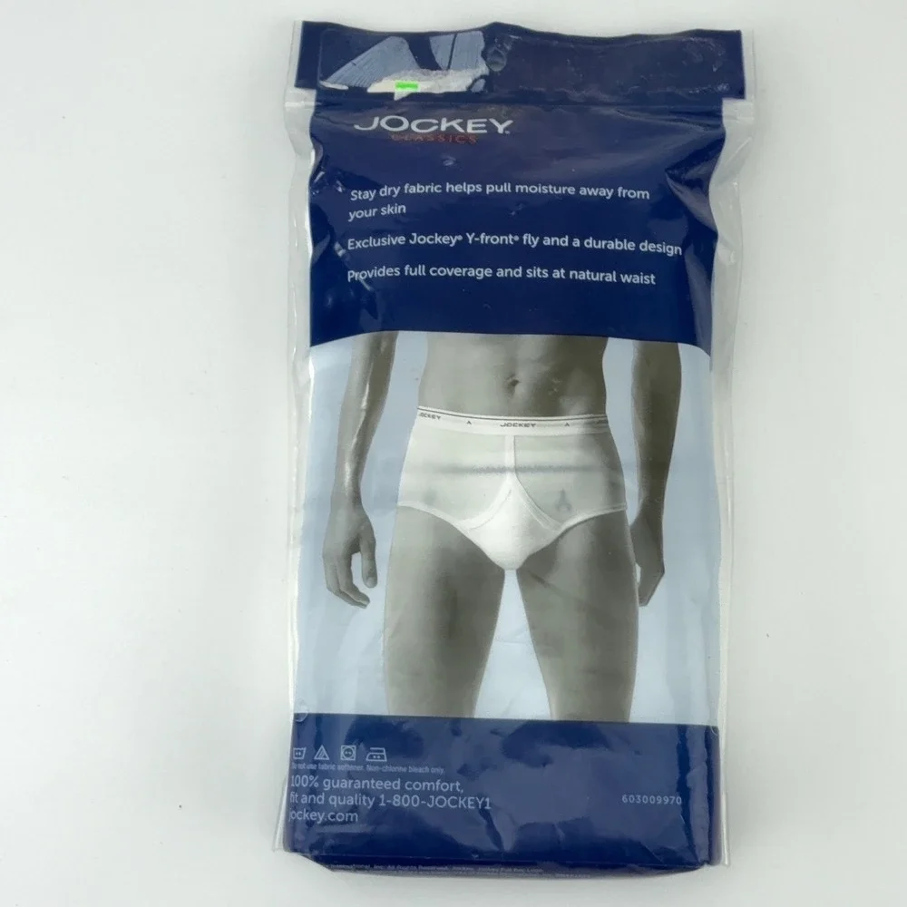 Jockey Classics 2 Pack Briefs White Y-Front Fly Tall Man 40 Cotton 603009970